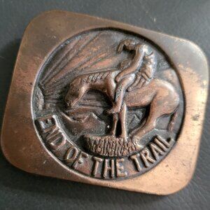1970'S VINTAGE NATIVE AMERICAN END OF TRAIL BELTBUCKLE